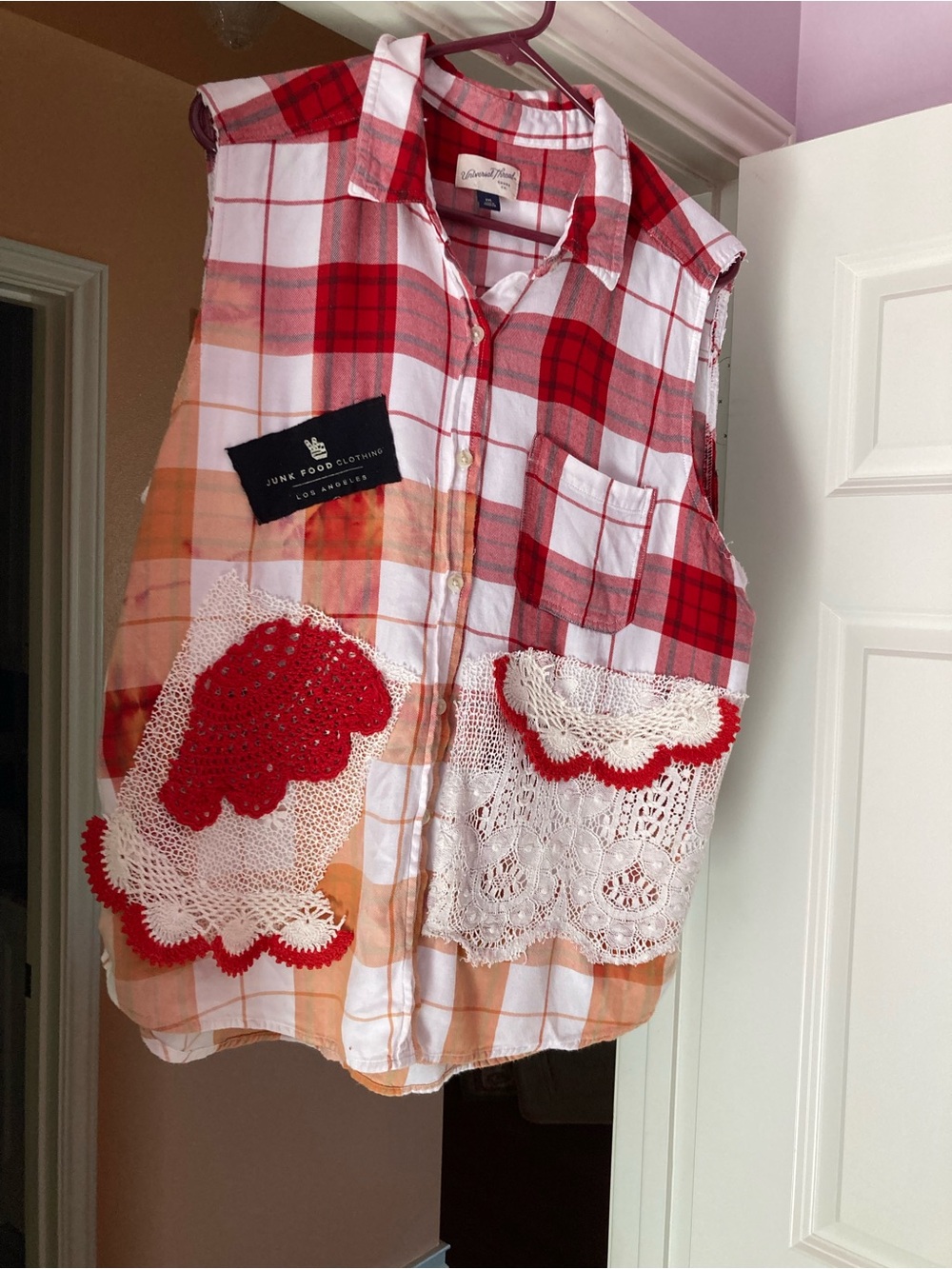 Universal Thread Red and White Plaid Button-Up Shirt